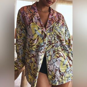 Anthropologie Multicolor Floral Boho Soft Flannel Pajama Buttondown Top M